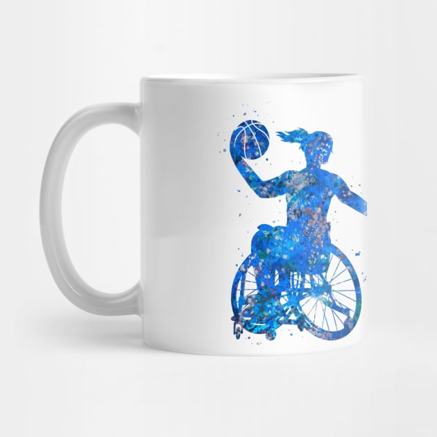 Wheelchair basketball girl - Blue art by Yahya Art